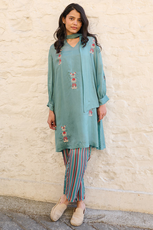 Pony viscose tabby tunic teal