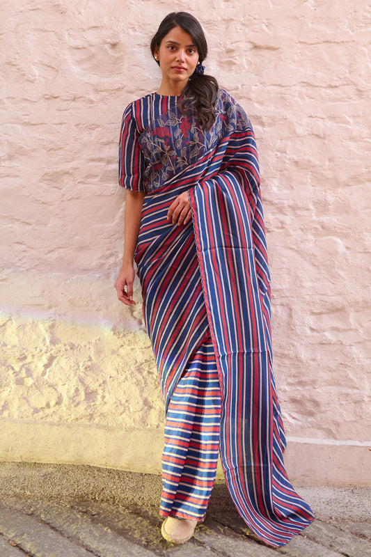 Viscose tabby hand embroidered saree