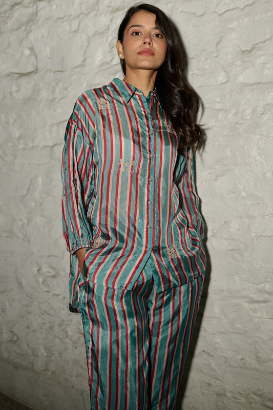 Gwen viscose tabby shirt teal