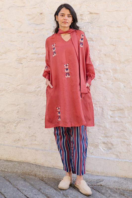 Pony viscose tabby tunic brick red