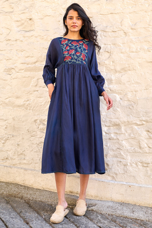 Linda Panel dress navy