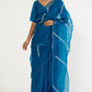 Silk organza dotted pleats saree