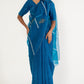 Silk organza dotted pleats saree
