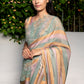 Silk organza multi stripes saree