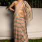 Silk organza multi stripes saree