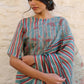 Viscose tabby hand embroidered saree teal
