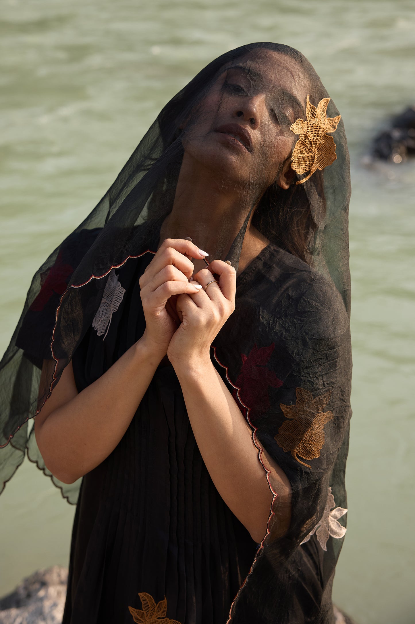 Silk organza stole