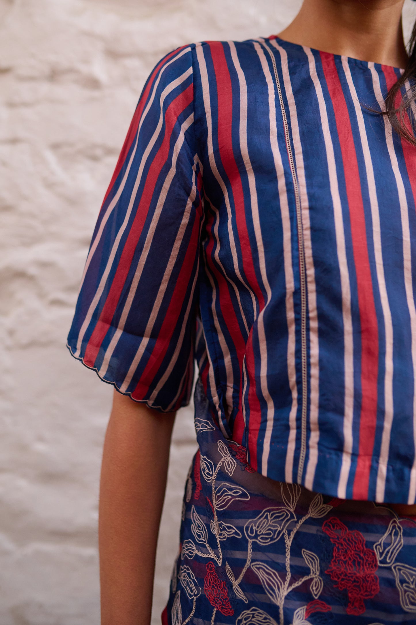 Striper viscose tabby blouse