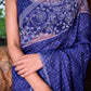 Silk organza embroidered saree