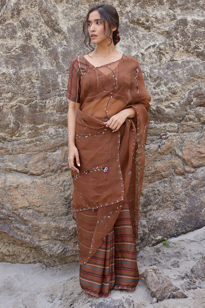 Silk organza saree set(saree+blouse)
