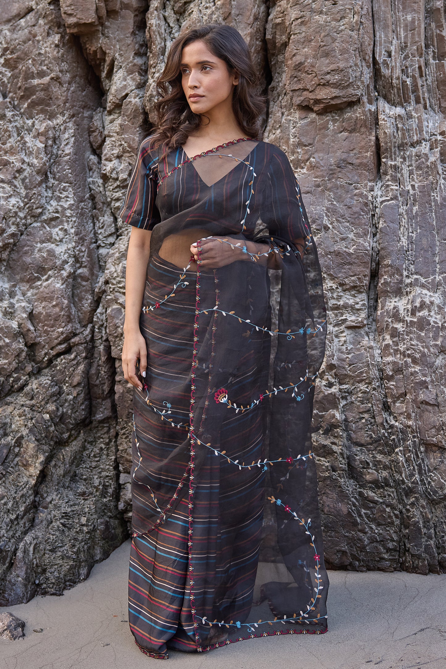 Silk organza saree set(saree+blouse)