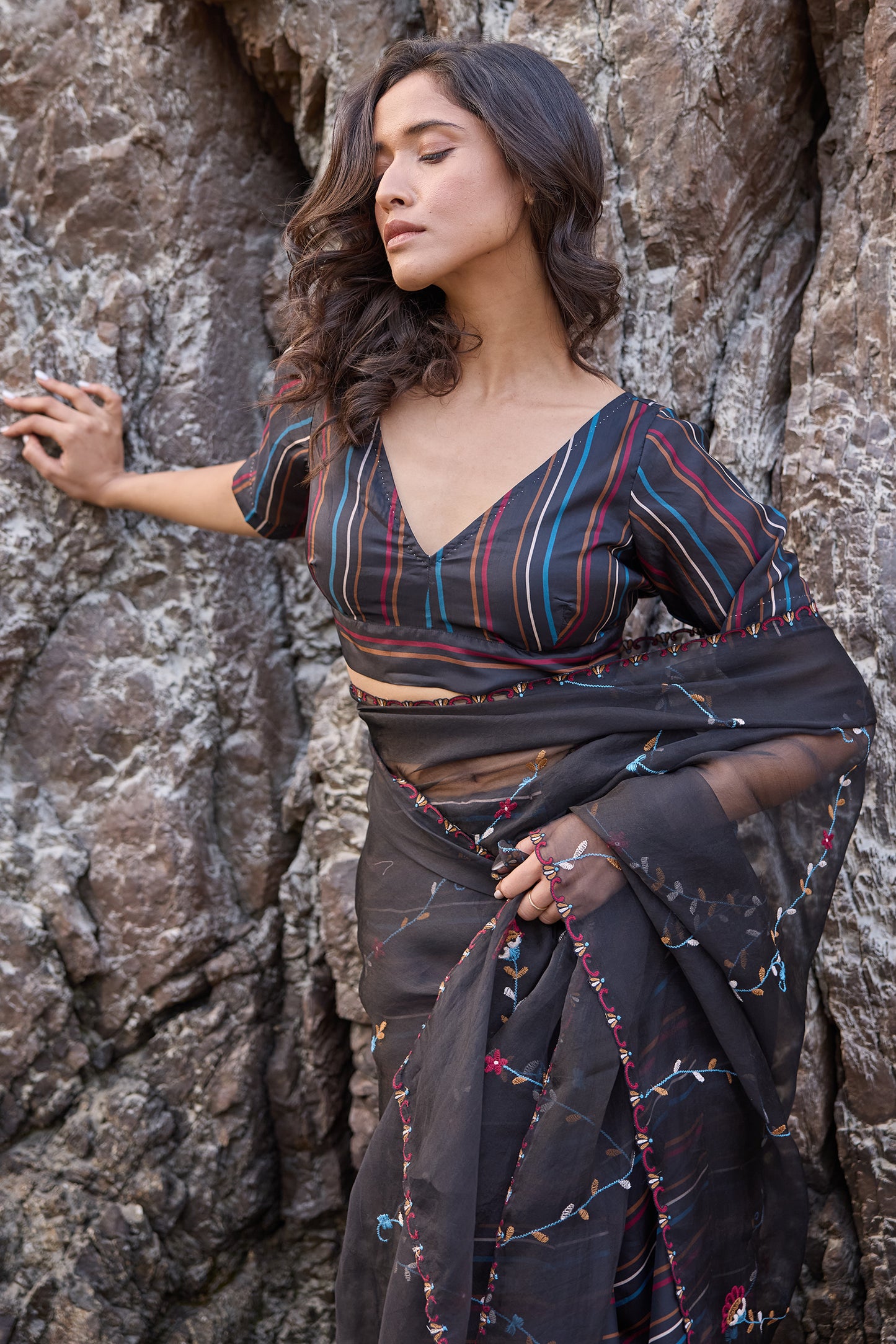 Silk organza saree set(saree+blouse)