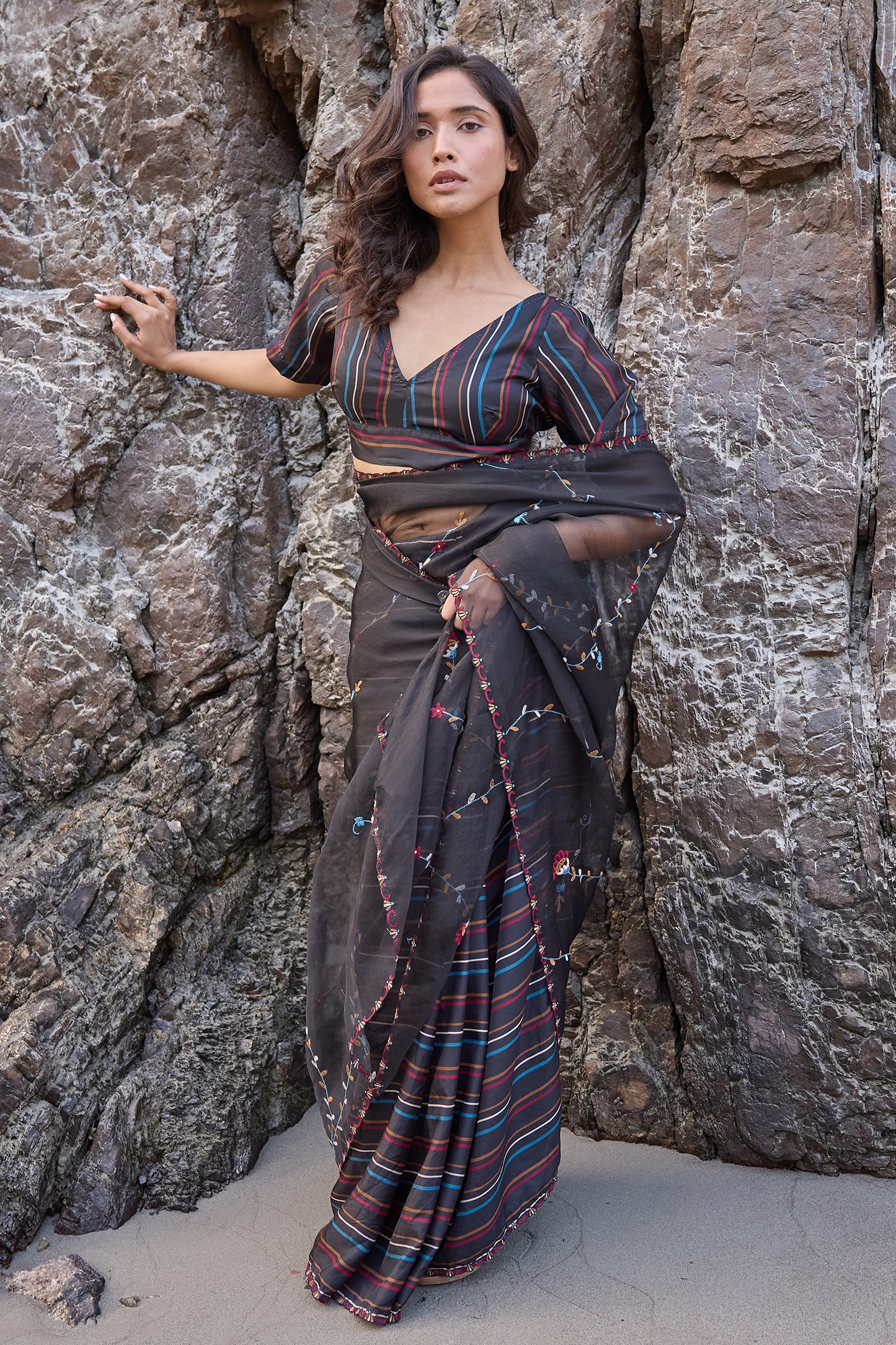 Silk organza saree set(saree+blouse)