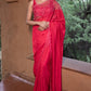 Silk organza embroidered saree