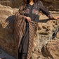 Silk organza block printed striper dupatta