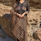 Silk organza block printed striper dupatta