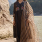 Silk organza block printed striper dupatta