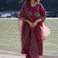Silk organza block printed striper dupatta
