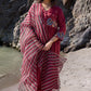 Silk organza block printed striper dupatta