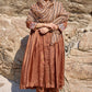 Silk organza block printed striper dupatta