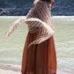 Silk organza block printed striper dupatta