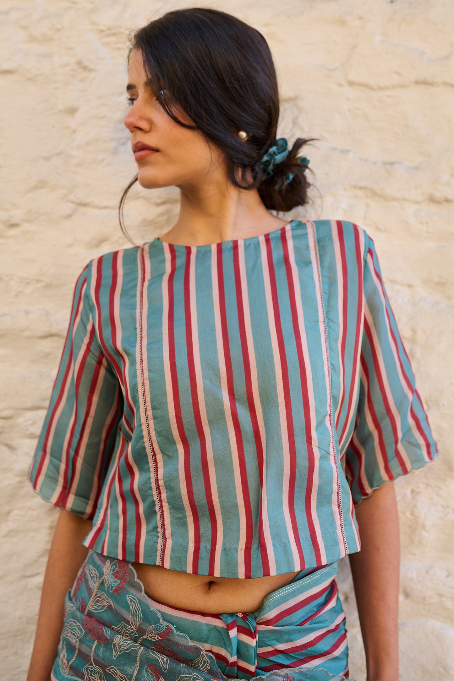 Striper viscose tabby blouse