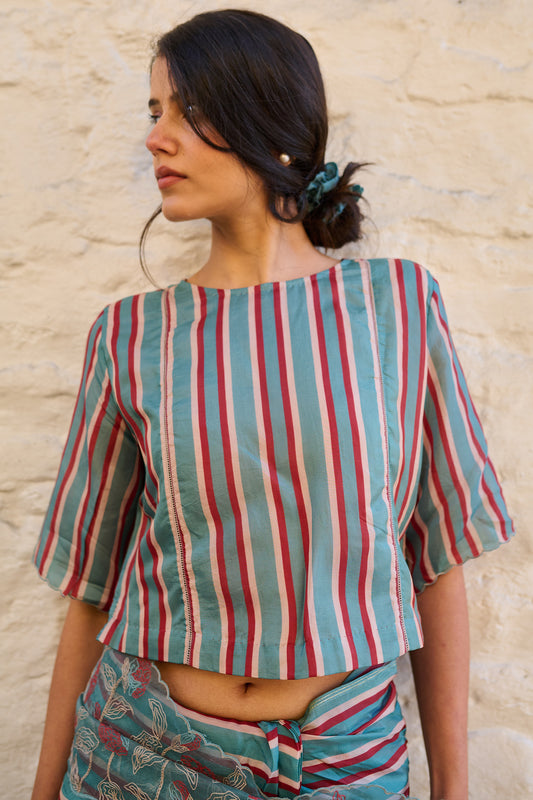 Striper viscose tabby blouse