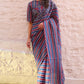 Viscose tabby hand embroidered saree teal