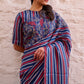 Viscose tabby hand embroidered saree teal