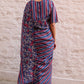 Viscose tabby hand embroidered saree teal