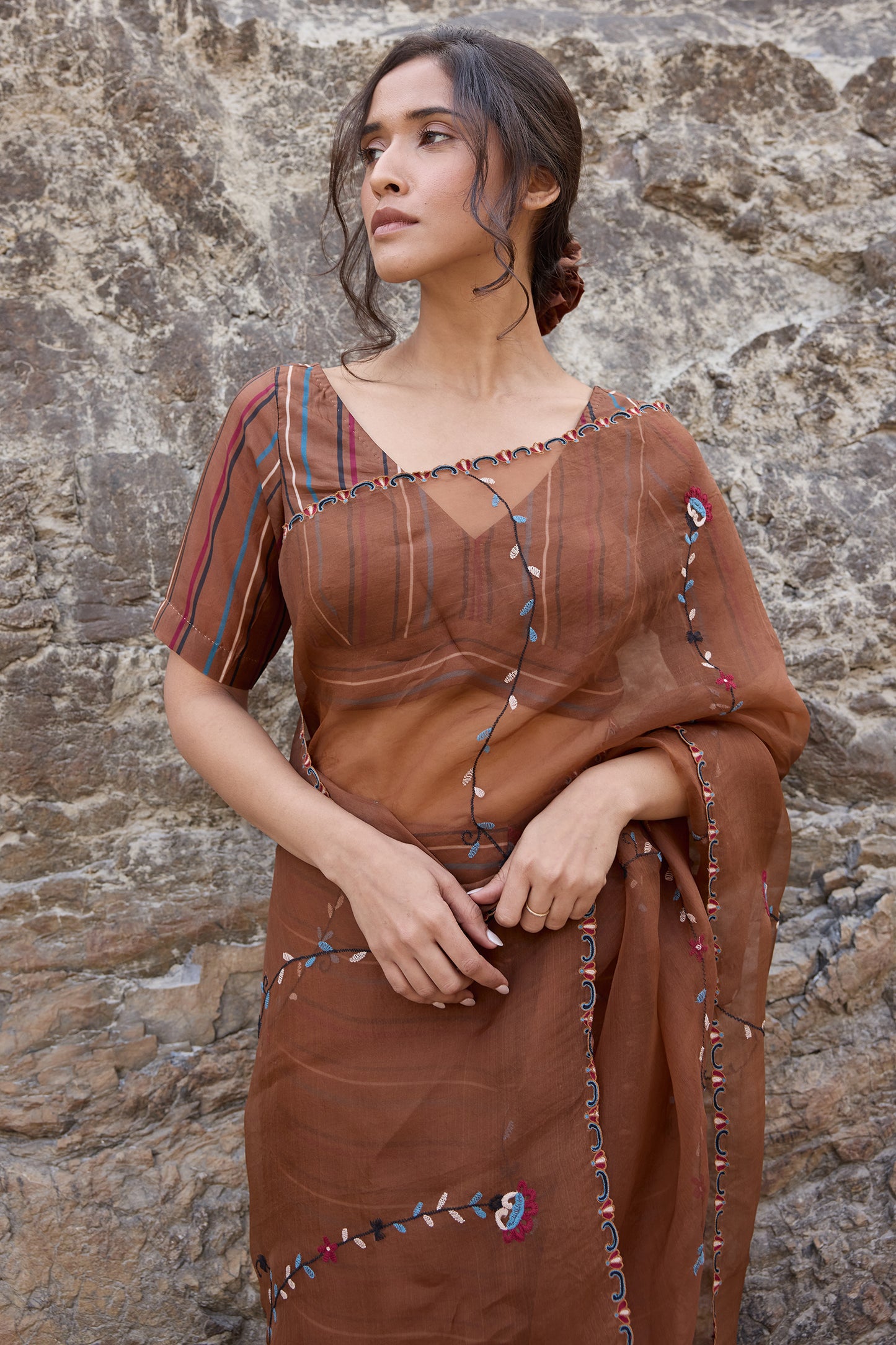 Silk organza saree set(saree+blouse)